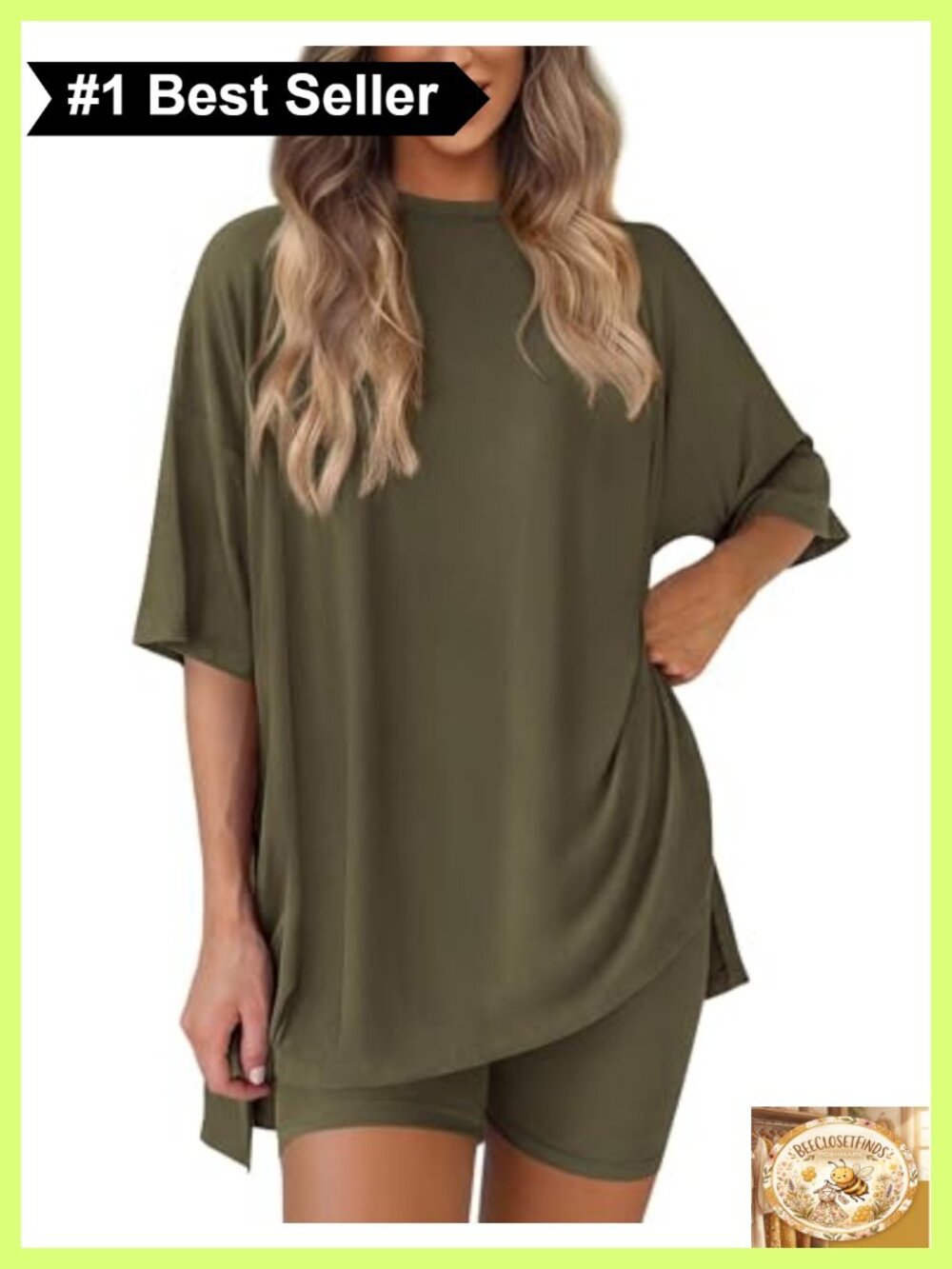 Women 2 Piece Lounge Set Biker Shorts Oversized Tee Travel Outfit